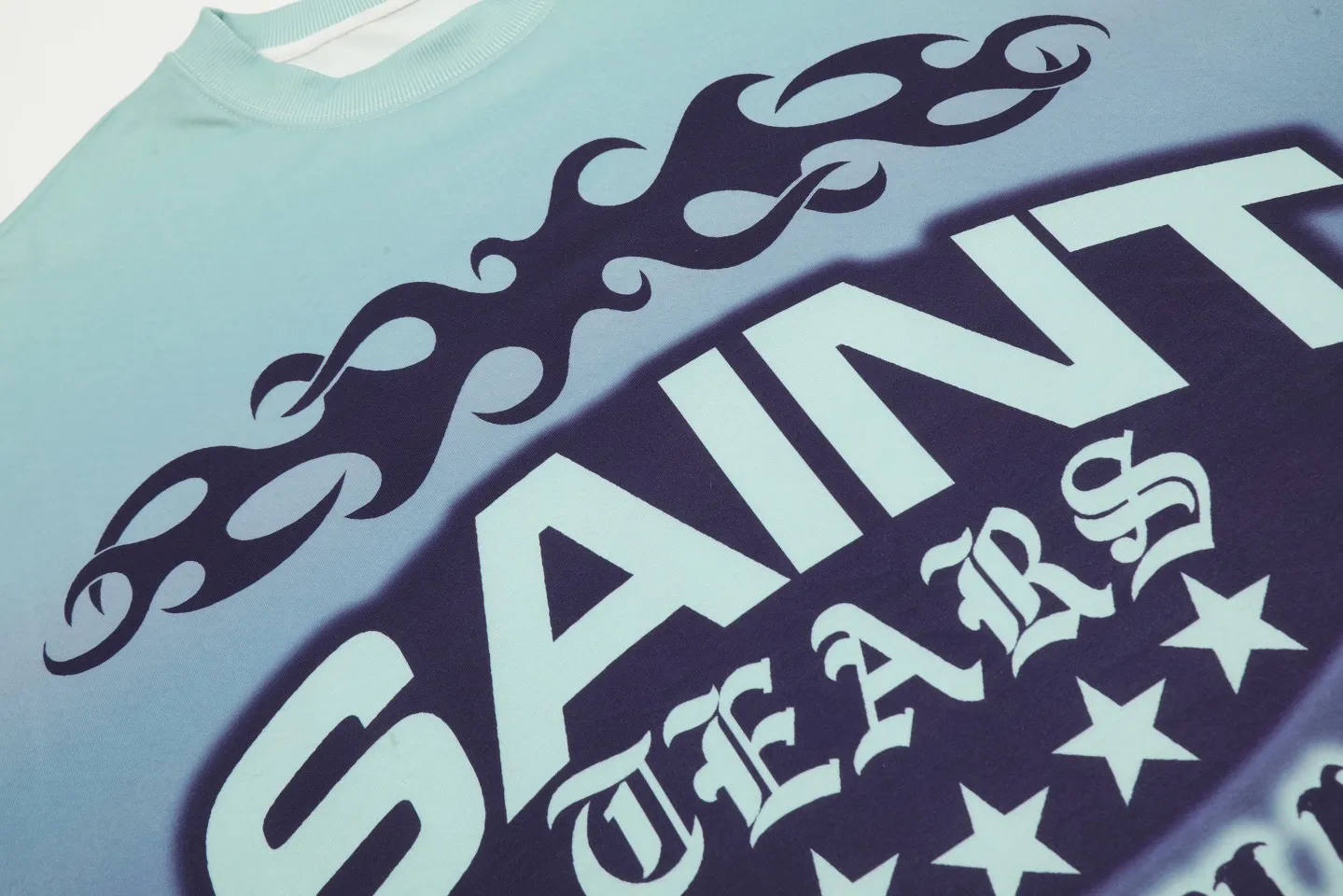 Saint michael tears all-over printed long-sleeved vintage autumn and winter T-shirt Style number: 104 Size: M L XL Wholesale price: 136 Color: green blue